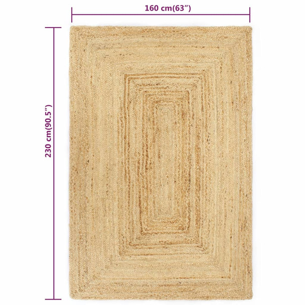 Ručno rađeni tepih od jute prirodne boje 160 x 230 cm
