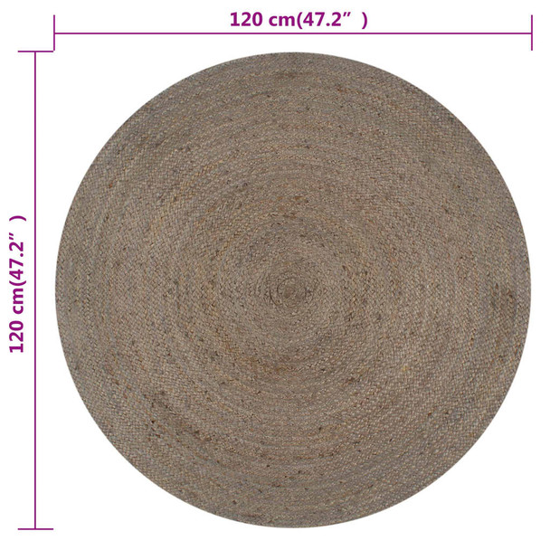 Ručno rađeni tepih od jute okrugli 120 cm sivi