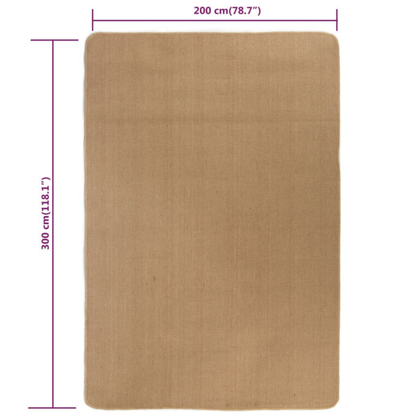 Ukrasni tepih od jute s podlogom od lateksa 200 x 300 cm