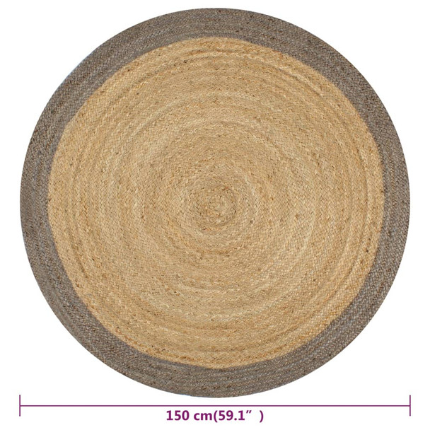 Ručno rađeni tepih od jute sa sivim rubom 150 cm