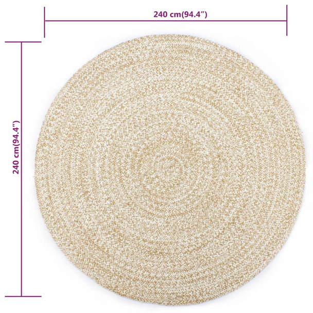Ručno rađeni tepih od jute bijelo-smeđi 240 cm