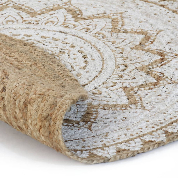 Ukrasni pleteni tepih od jute s uzorkom 90 cm okrugli