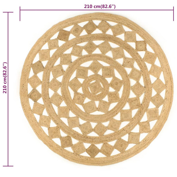 Ručno rađeni pleteni tepih od jute 210 cm