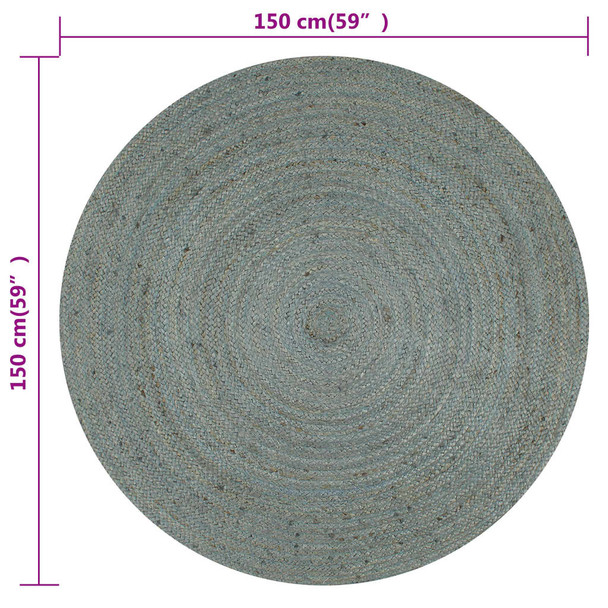 Ručno rađeni tepih od jute okrugli 150 cm maslinastozeleni