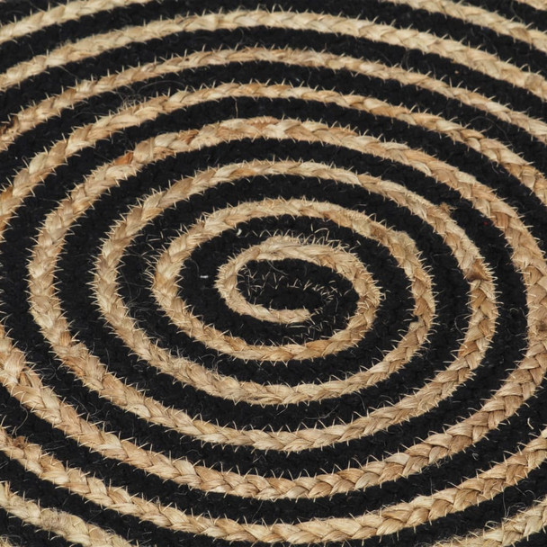 Ručno rađeni tepih od jute sa spiralnim uzorkom crni 150 cm