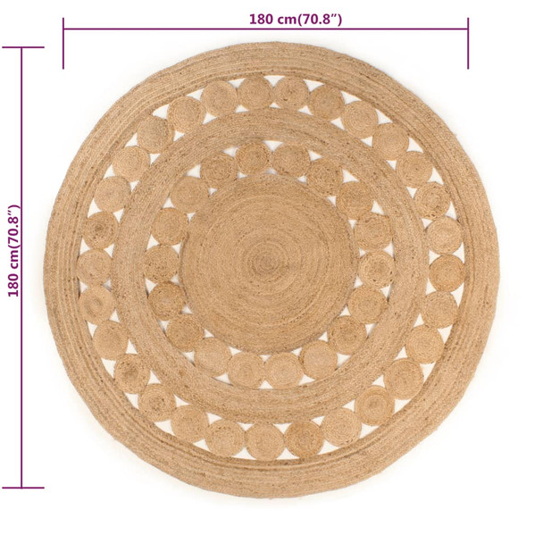 Ukrasni pleteni tepih od jute 180 cm okrugli