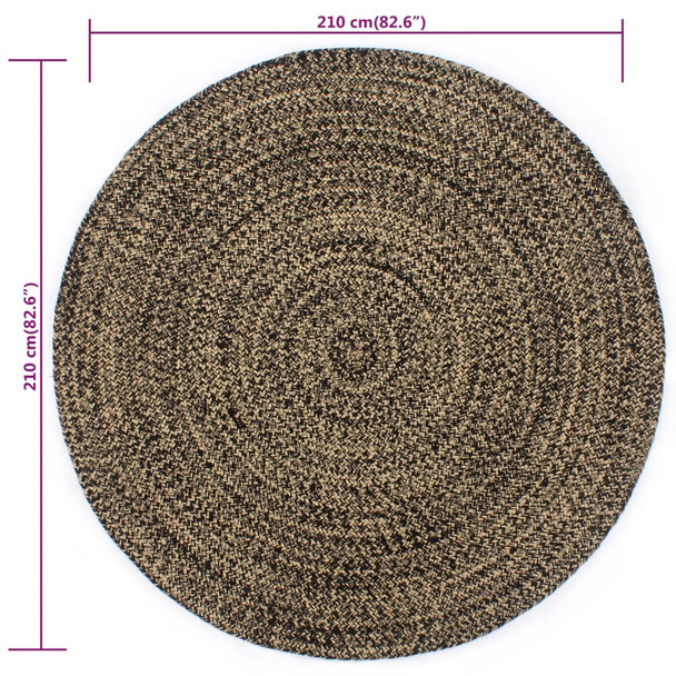 Ručno rađeni tepih od jute crno-smeđi 210 cm