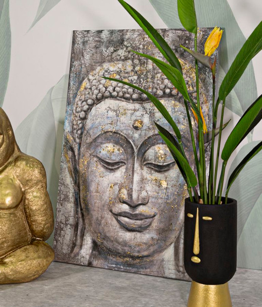 Ručno Radena Zidna Slika Lice Buddha Svjetlo -A- Cm 80x3x120