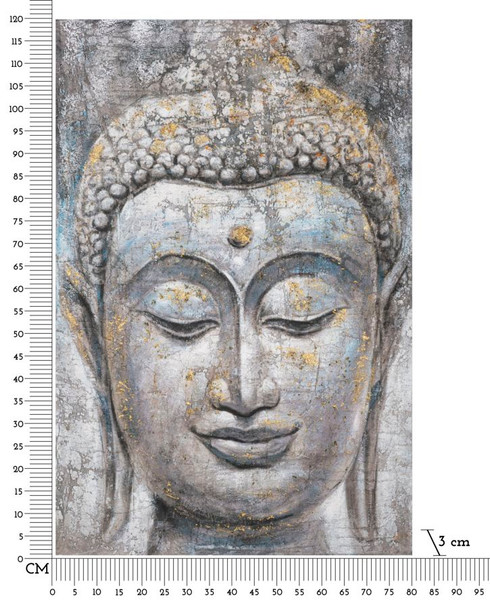 Ručno Radena Zidna Slika Lice Buddha Svjetlo -A- Cm 80x3x120