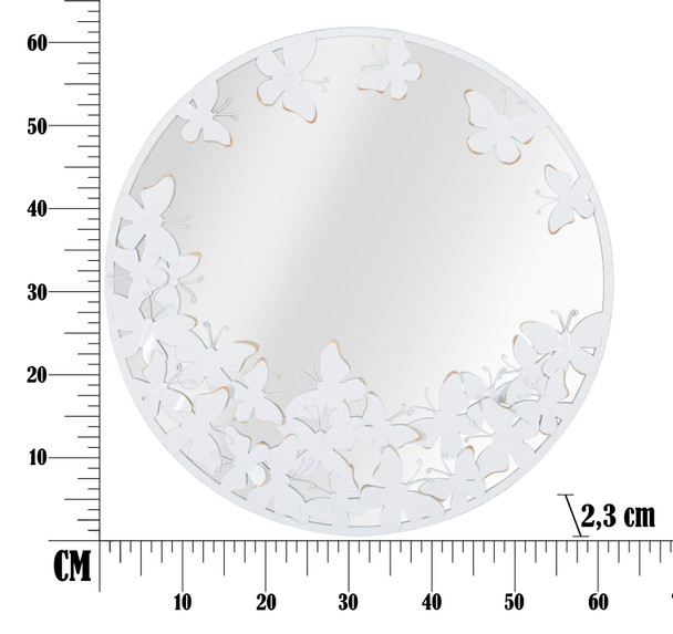 Zidno Ogledalo Bijeli Leptir Cm 62,5x2,3