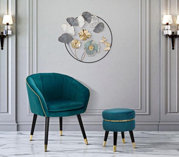 Taburet Paris Teal/Gold Cm Ø 35x40,5
