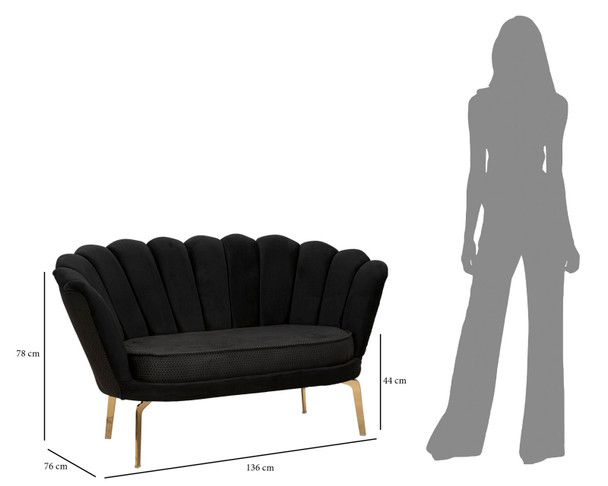 Sofa' Vienna Plus Black Cm 136x76x78