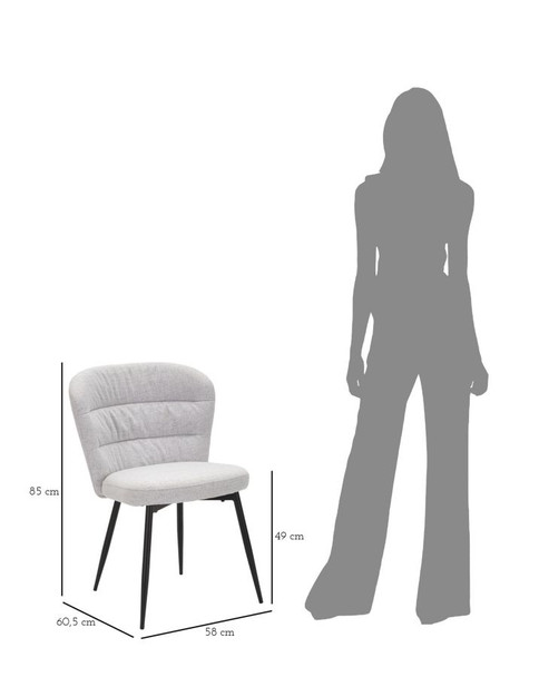 Stolica Losanna Siva Set 2 Pz Cm 58x60,5x85
