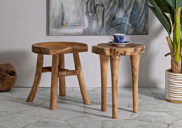 Kursi Taburet Od Tikovine Cm Ø 35x45