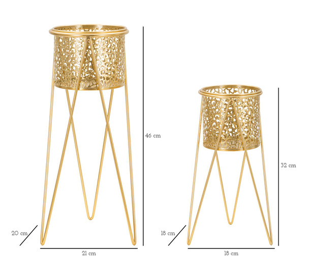 Držač Za Vazu Glod Set 2 Kom Cm 21x20x46-18x18x32