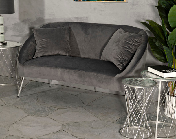 Sofa Srebrna Sa Jastukima Cm 137x69x79