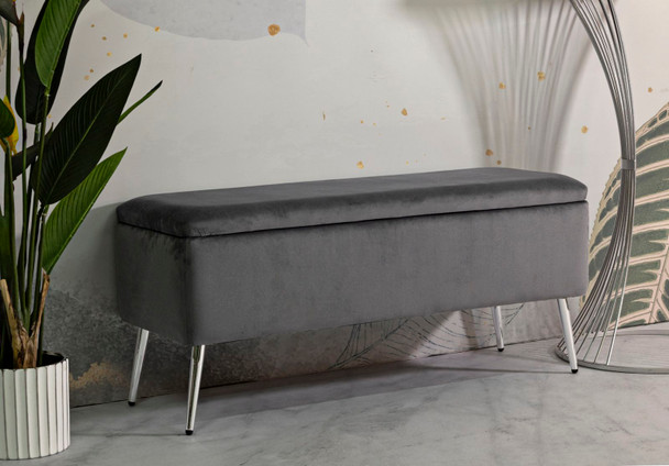 Klupica Sa Ostavom Srebrna Cm 112x42x50