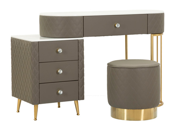 Kozmetički Stol Sharon Grey Sa Taburetom Cm 120x40x75 (Vel. Taburet Ø36x39)