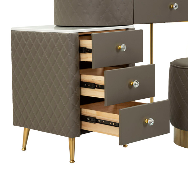 Kozmetički Stol Sharon Grey Sa Taburetom Cm 120x40x75 (Vel. Taburet Ø36x39)