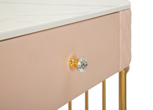 Kozmetički Stol Sharon Pink Sa Taburetom Cm 120x40x75 (Vel. Taburet Ø36x39)