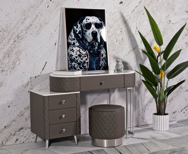 Kozmetički Stol Sharon Grey Sa Taburetom Srebrne Noge Cm 120x40x75 (Vel. Tabureta Ø36x39)