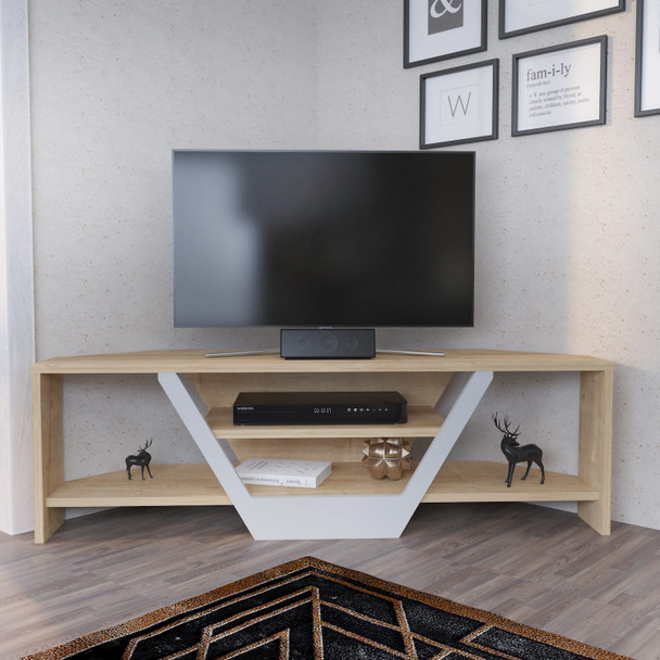 TV stalak Sares - hrast, bijeli