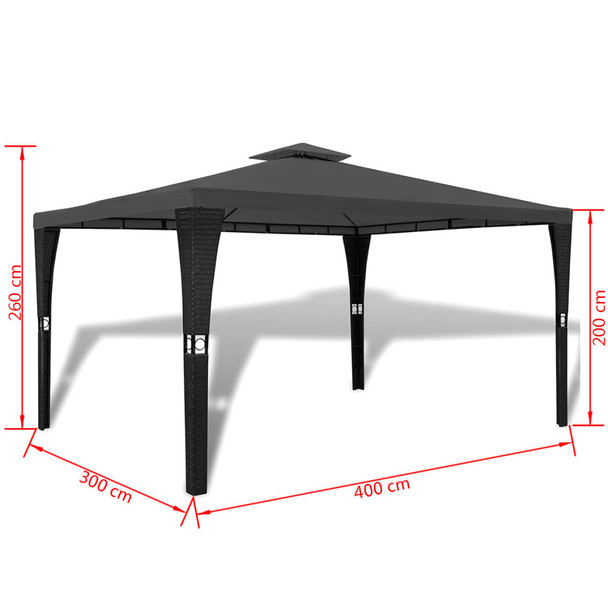 Sjenica s krovom 3 x 4 m tamno siva