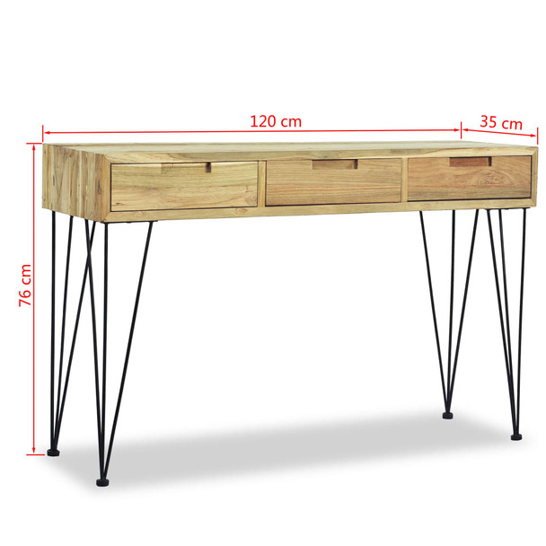 Konzolni Stol 120x35x76 cm Masivna Tikovina