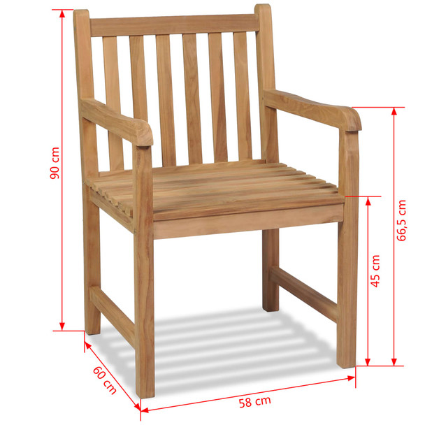 Vrtne Stolice 2 kom Tikovina 58x60x90 cm