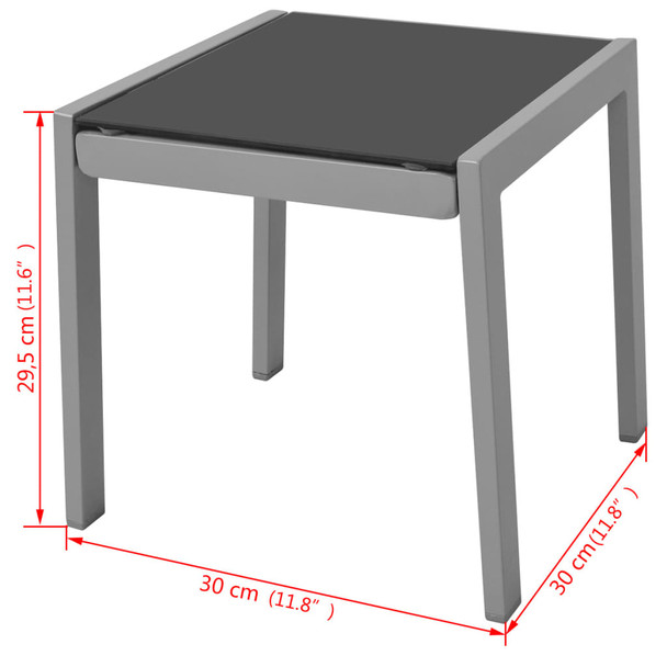 Ležaljka za sunčanje sa stolom aluminijum crna