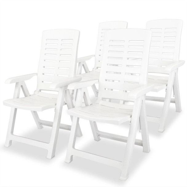 Podesive vrtne stolice 4 kom plastične bijele
