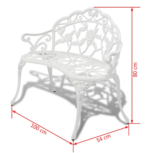 Vrtna klupa 100 cm lijevani aluminijum bijela