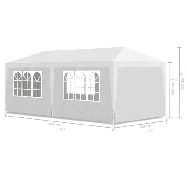 Šator za zabave 3 x 6 m, Bijeli 6 zidova