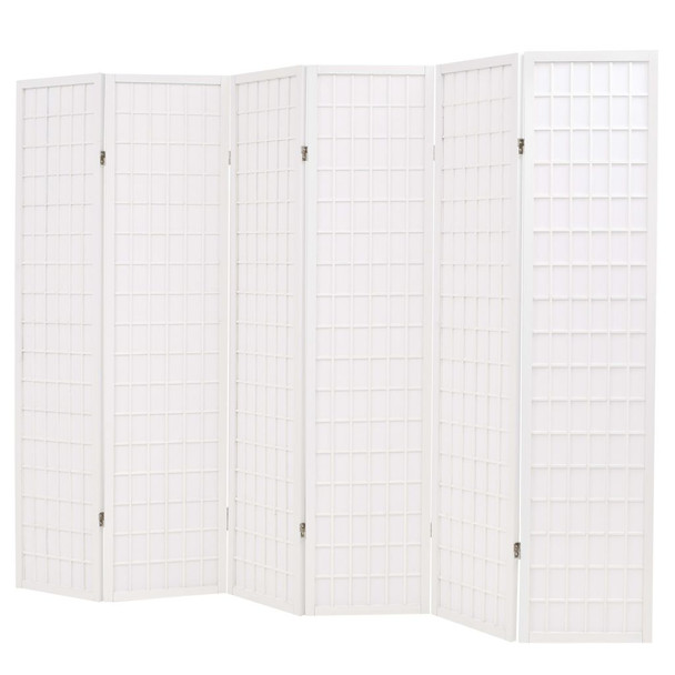 Sklopiva sobna pregrada sa 6 panela u japanskom stilu 240x170 cm bijela