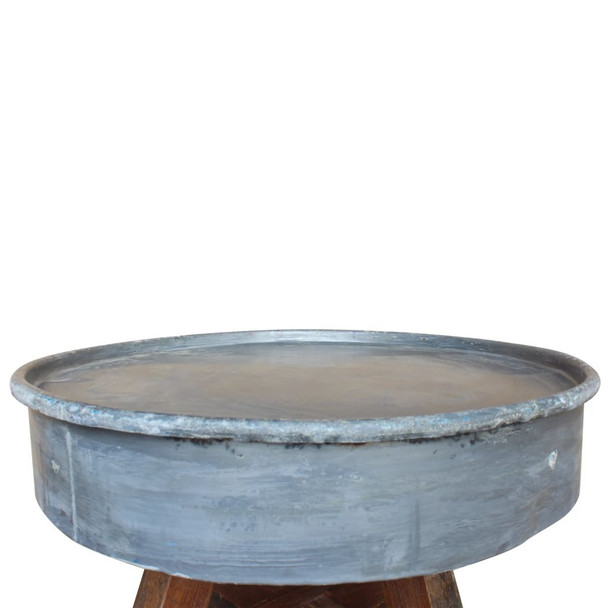 Stolić za kavu od masivnog obnovljenog drva 60x45 cm srebrni