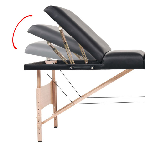 Sklopivi trodijelni masažni stol debljine 10 cm crni