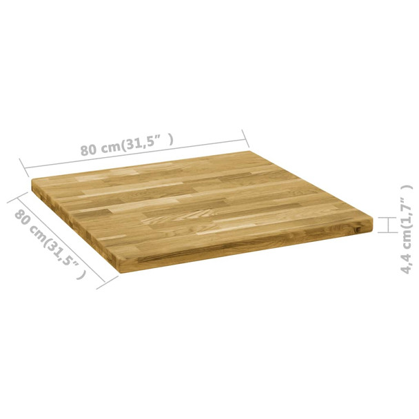 Stolna ploča od masivne hrastovine kockasti 44 mm 80 x 80 cm