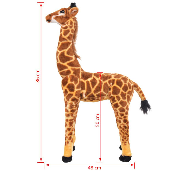 Stojeća igračka plišana žirafa smeđa i žuta XXL