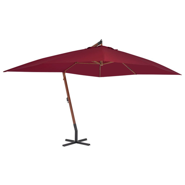 Konzolni suncobran s drvenom šipkom 400 x 300 cm bordo