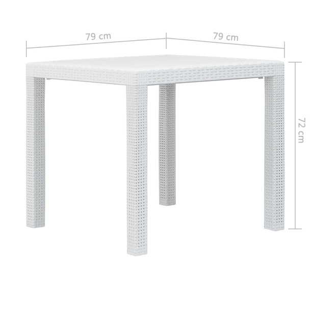 Vrtni stol bijeli 79 x 79 x 72 cm plastika s izgledom ratana