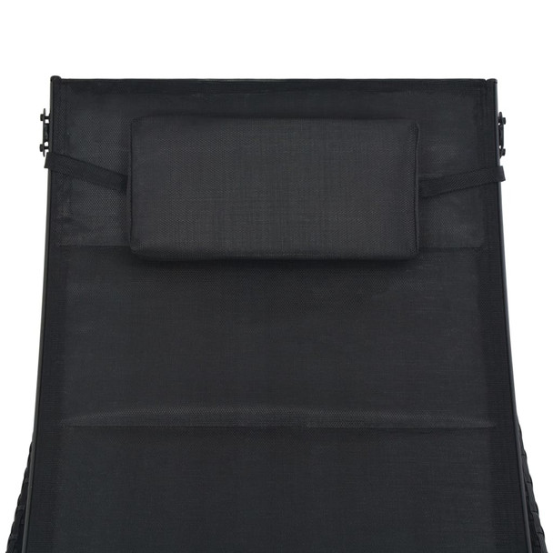 Ležaljka za sunčanje od poliratana i tekstilena crna