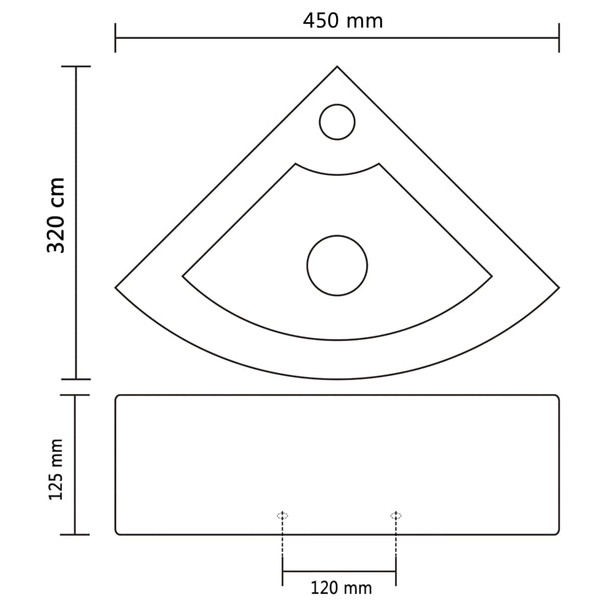 Umivaonik sa zaštitom od prelijevanja 45x32x12,5 cm keramički srebrni