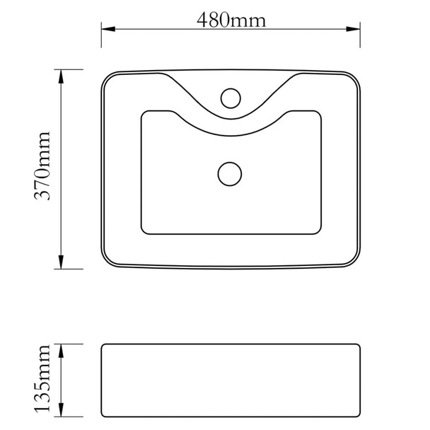 Umivaonik s otvorom za slavinu 48x37x13,5 cm keramički srebrni