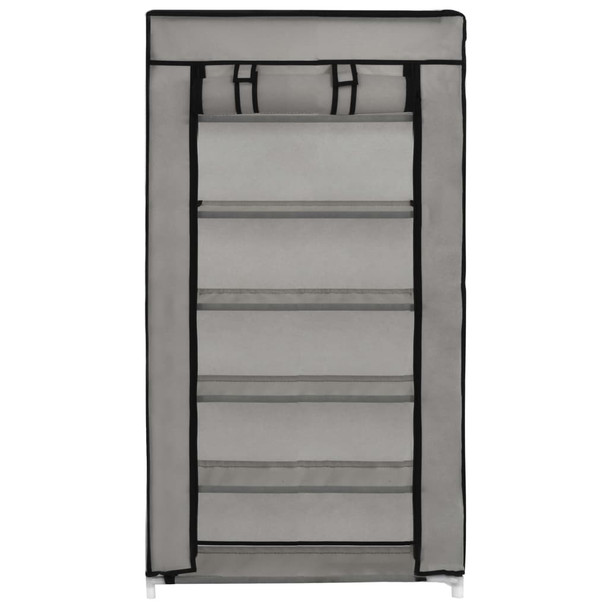 282430 Shoe Cabinet with Cover Grey 58x28x106 cm Fabric