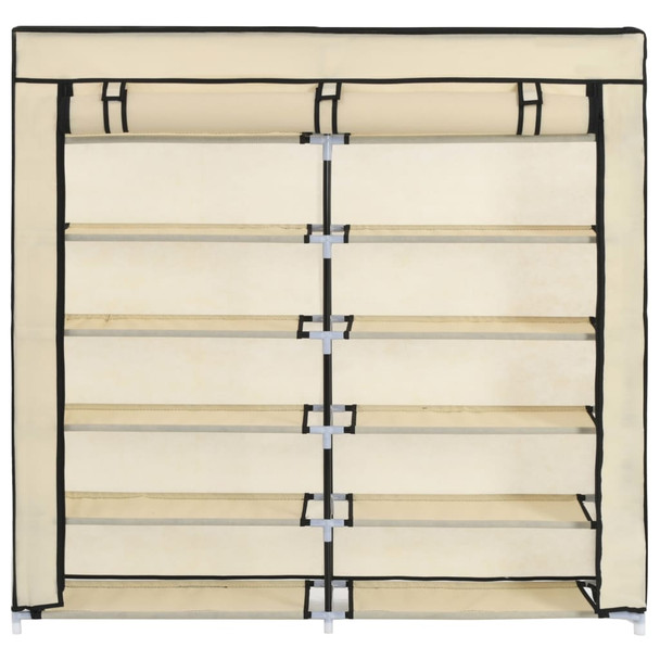 282433 Shoe Cabinet with Cover Cream 115x28x110 cm Fabric