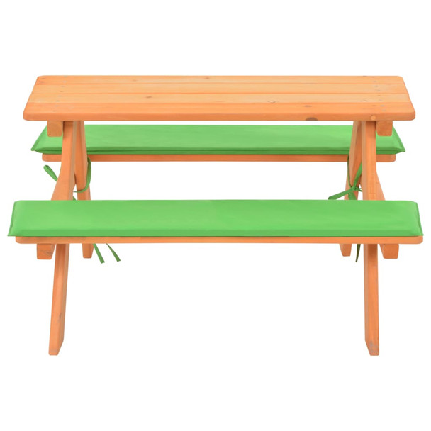 Dječji stol za piknik s klupama od masivne jelovine 89x79x50 cm