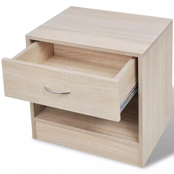 242546 Nightstand 2 pcs with Drawer Oak Colour