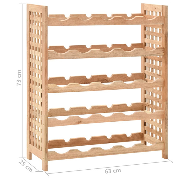 Stalak za vino za 25 boca od masivne orahovine 63 x 25 x 73 cm