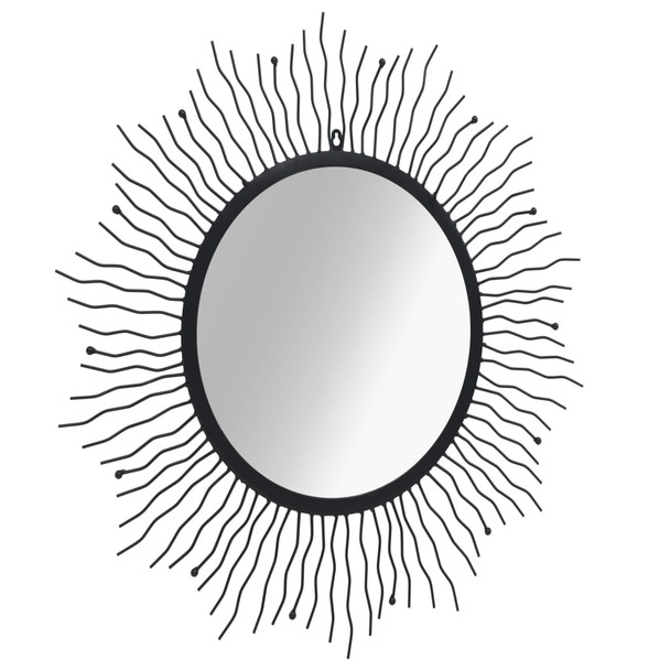 Vrtno zidno ogledalo u obliku sunca 80 cm crno