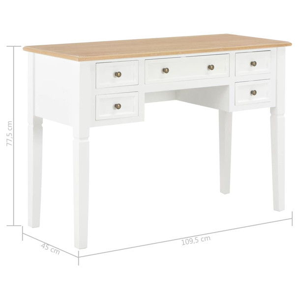 280069 Writing Desk White 109,5x45x77,5 cm Wood